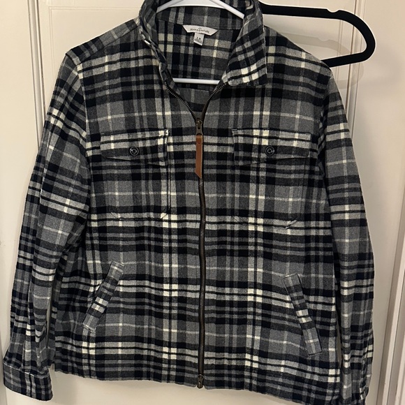L.L. Bean Jackets & Blazers - L.L. Bean Gray Black and White Plaid Zip Jacket